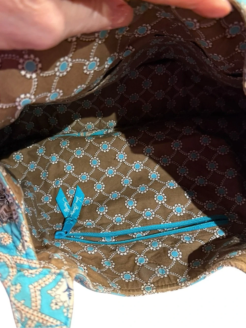 Vera Bradley Totally Turquoise Stylish Teal Patterned Hobo Style Shoulder Bag